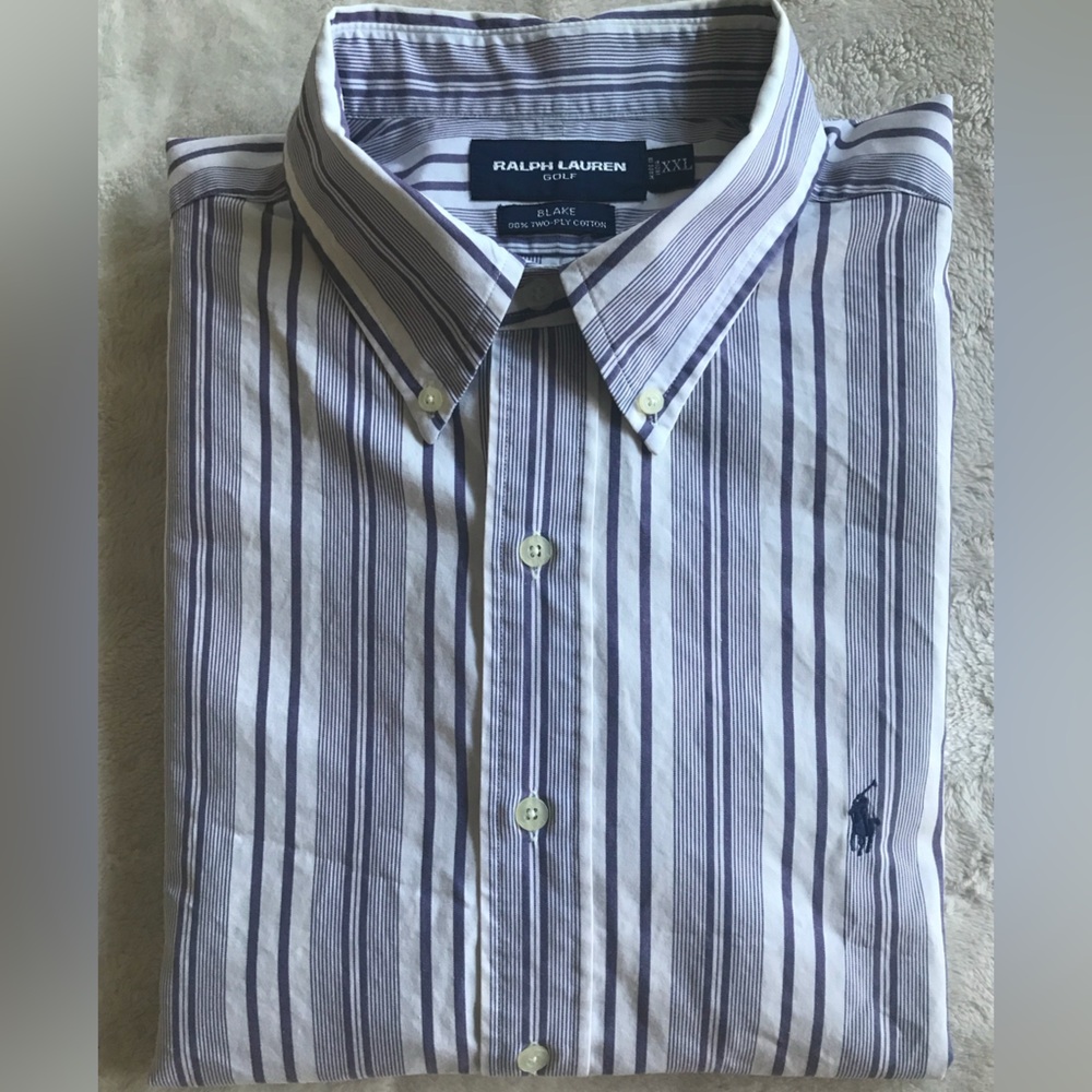 Ralph Lauren Golf Purple and White Striped Shirt